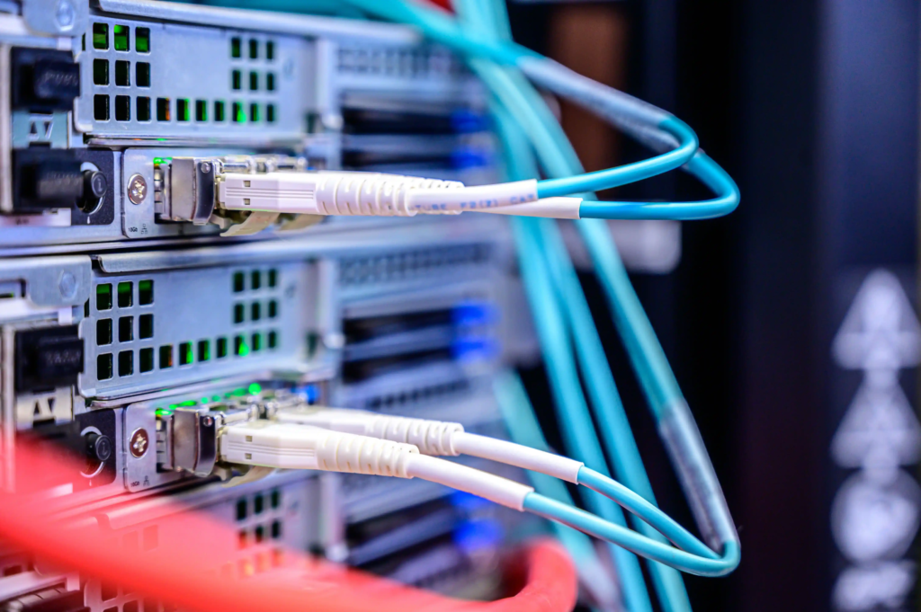 Network switch and server hardware installed as part of an office network setup, Calgary
